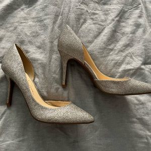 Jessica Simpson silver glitter rhinestone pumps heels